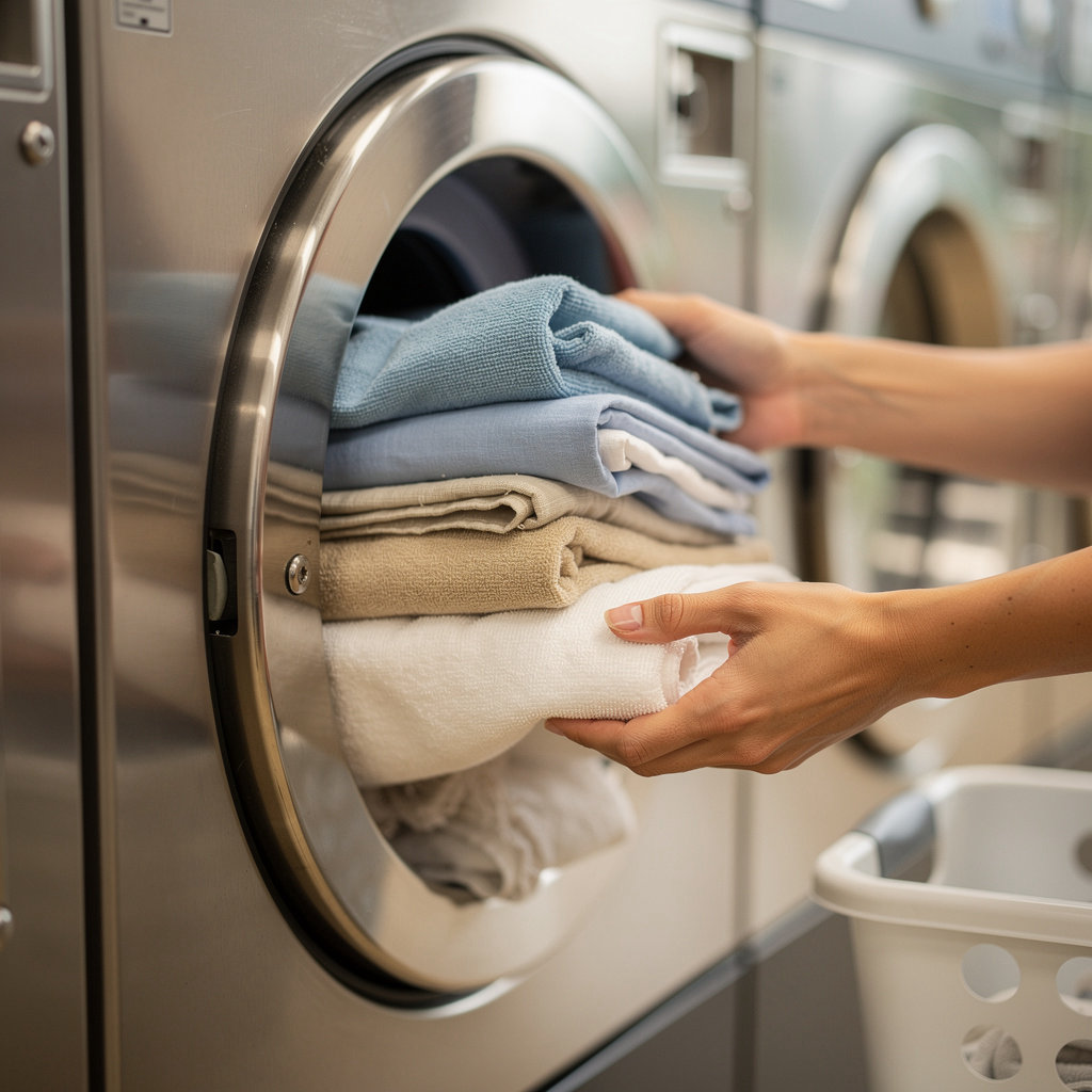 Launderland's clean, modern self-serve laundry facility in Ocean Beach with new washers and bright lighting