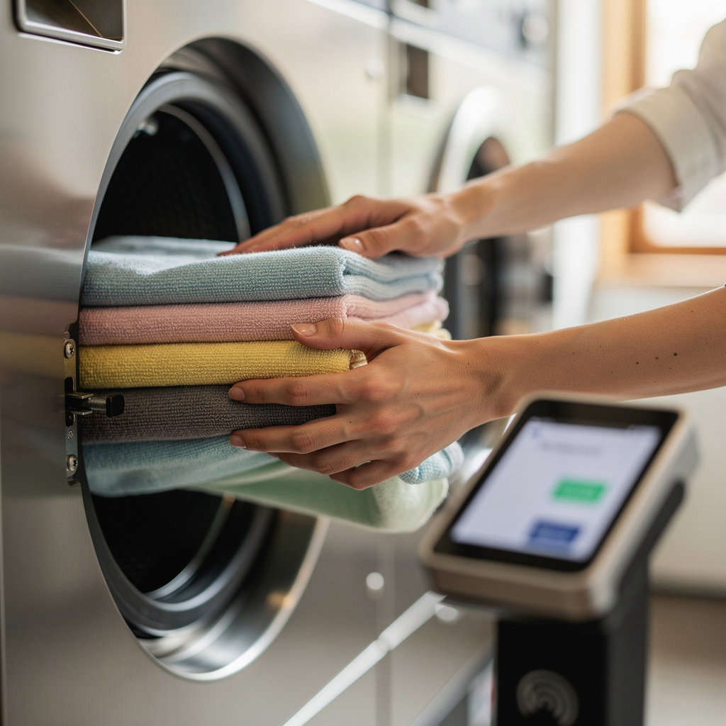 Launderland's clean, modern laundromat interior in Ocean Beach with new washers and bright lighting